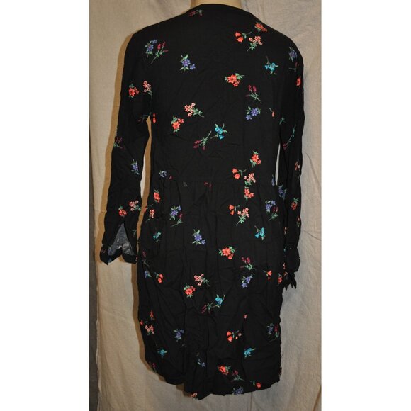 Old Navy womens black floral swing tunic dress size small long sleeve (3G) - Picture 5 of 9
